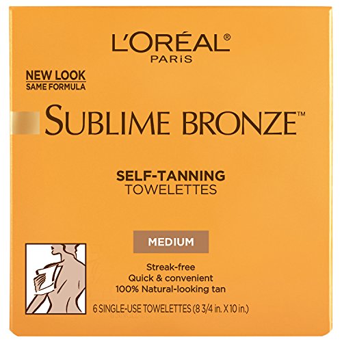 L'Oreal Paris Sublime Bronze Self Tanning Towelettes, Streak-Free, Natural Looking Tan, 6 ct