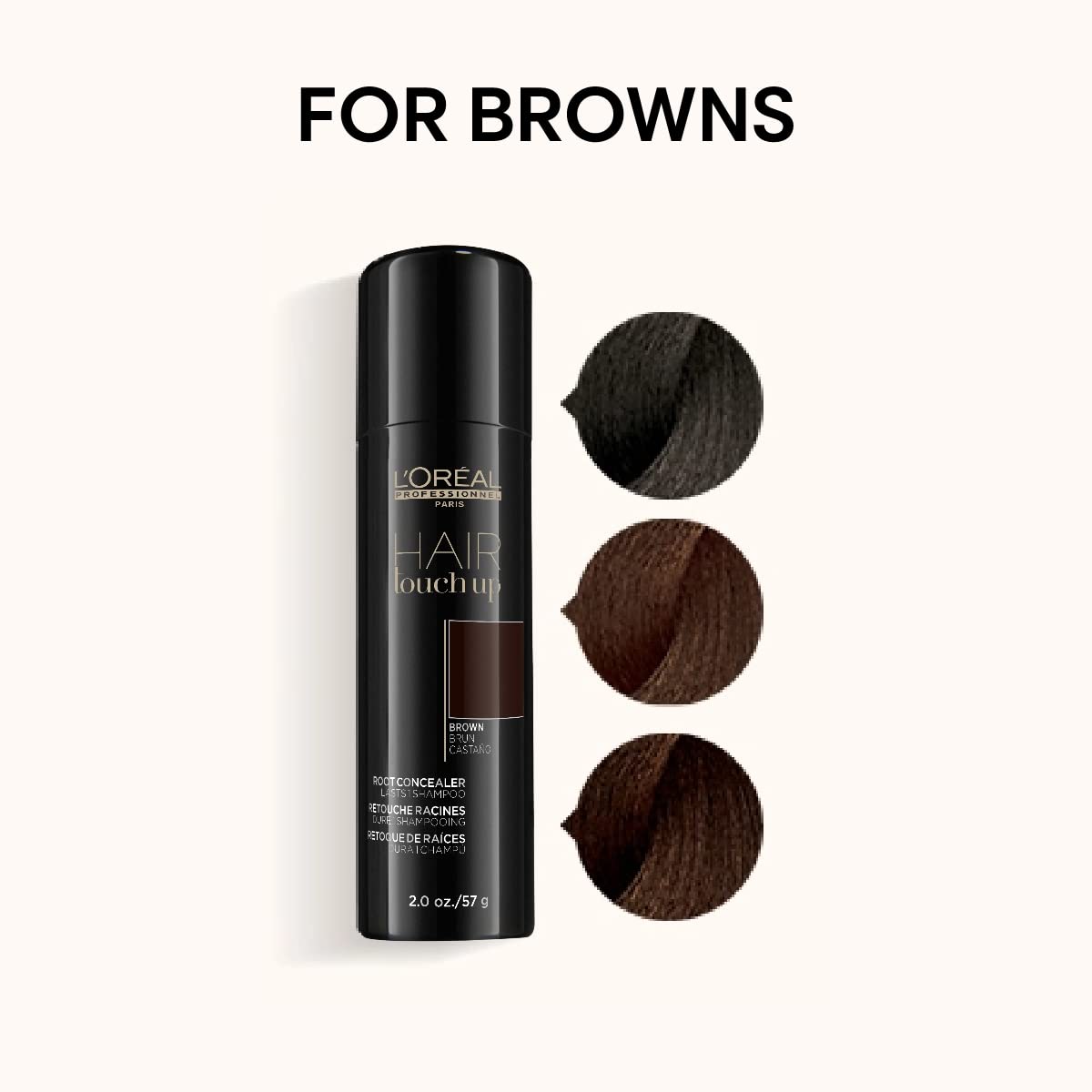L'Oréal Professionnel Paris Hair Touch Up - Root Concealer Spray - Blends and Covers Grey Hair, Does Not Transfer or Smear, 2.0 Oz Brown