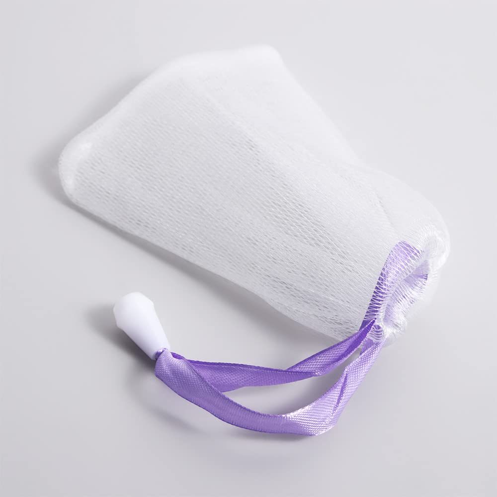 10 Pcs Foaming Mesh Bag, Portable Face Cleansing Foaming Nets Hangable Mesh Soap Pouch, Bubble Foam Double Layer Net with Drawstring