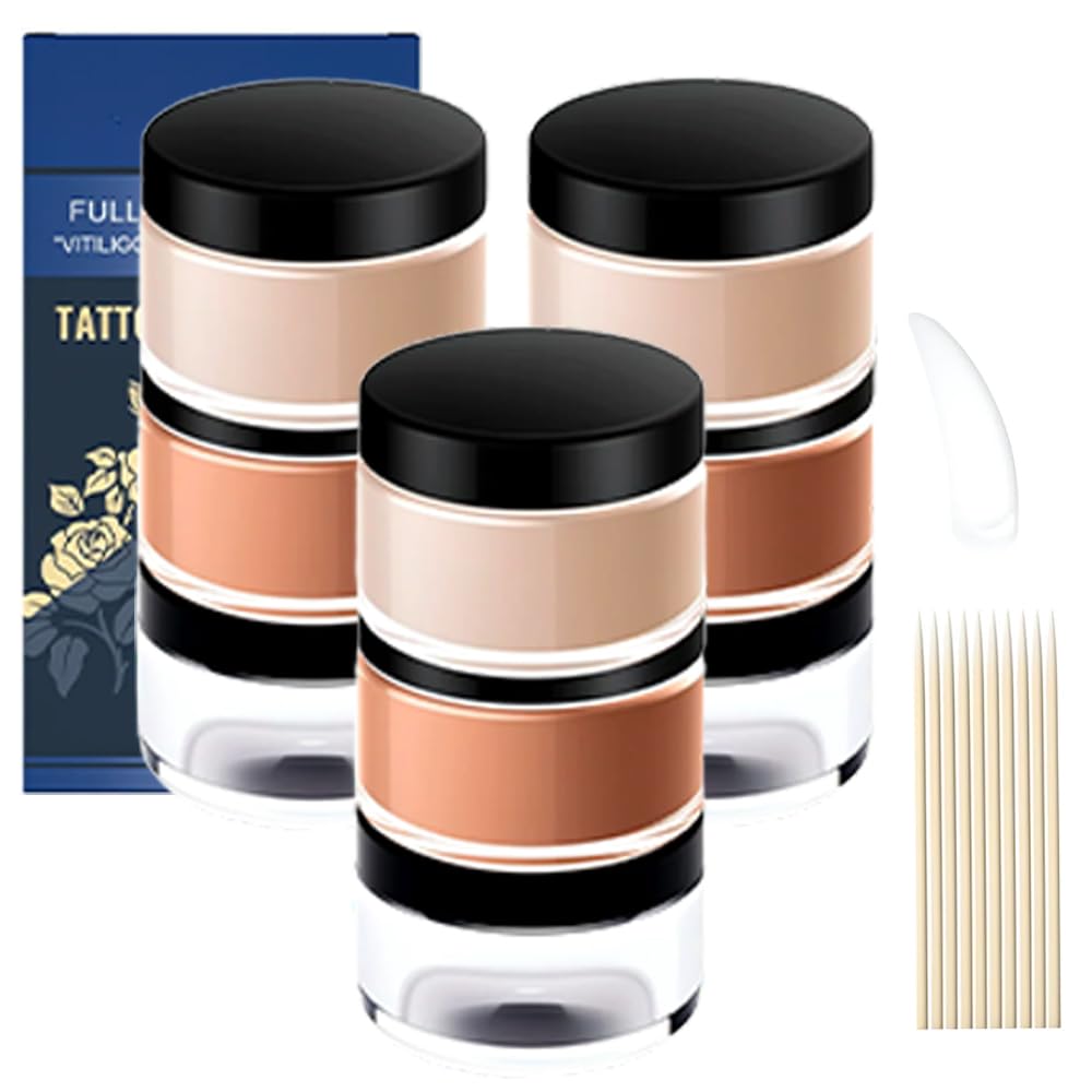 Tattoo Cover Up Makeup Waterproof, 2025 New 2 Colors Full Coverage Concealer for Tattoos, Tattoo Concealer Makeup Full Coverage Concealing Cream, Scars & Dark Spots, Sweatproof (3 pcs)