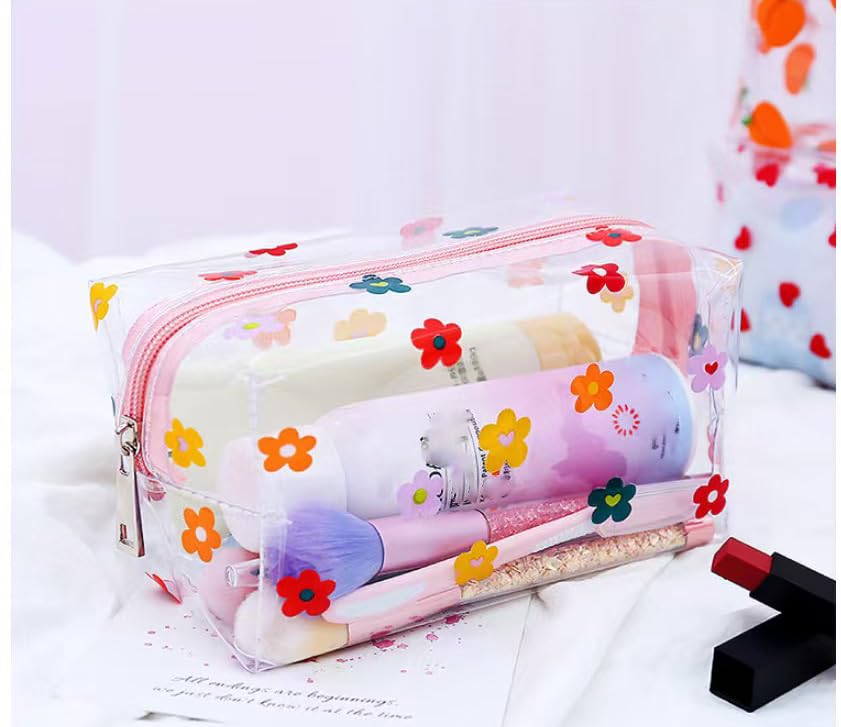 Clear Toiletry Bags With Print Portable Toiletry Bag Travel Toiletry Organizer Pouch for Women Travel Vacation Bathroom