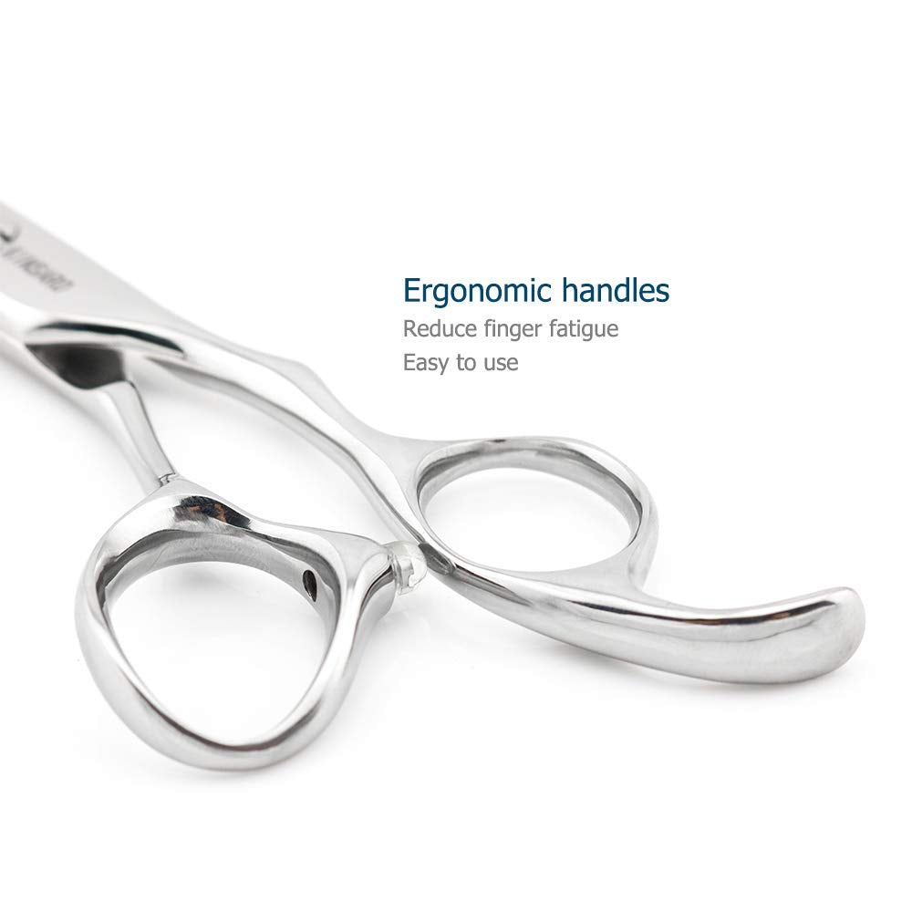 5.5" Barber Hair scissors Professional Hair Cutting Shears 440C Hair Cutting Scissors Shears Haircut Scissors Silvery Convex Blades KINSARO for Hairdresser Barber or Home Use