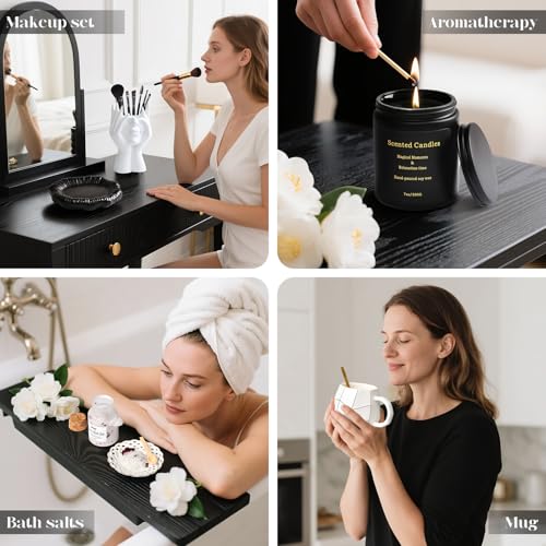 Golray Birthday Gifts for Women Self Care Spa Basket with Mug/Makeup Brush Holder/Jewelry Tray, Christmas Valentines Mother's Day Gift for Her Wife Sister Mom Friend Girlfriend Coworker Teacher Nurse