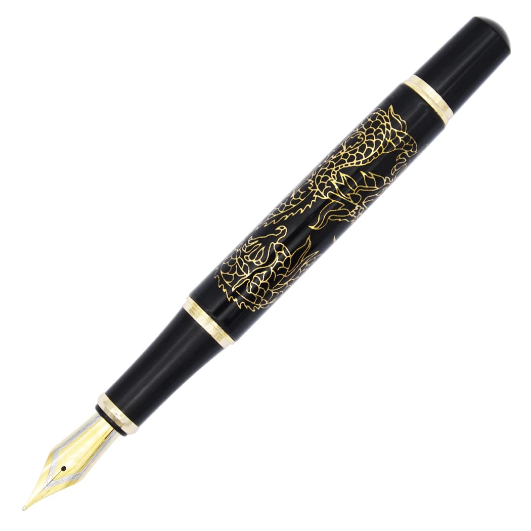 Gullor Fountain Pen Descendants of the Dragon/Loong Black with Golden Dragon pattern & Chinese Characters