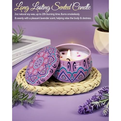 Spa Gift Baskets for Women - 12-Piece Self Care Kit with Soy Candle, Bath Salts, Purple Blanket, Insulated Tumbler, Eye Mask & More ? Unique Mothers Day, Birthday, or Get Well Soon Gifts for Women