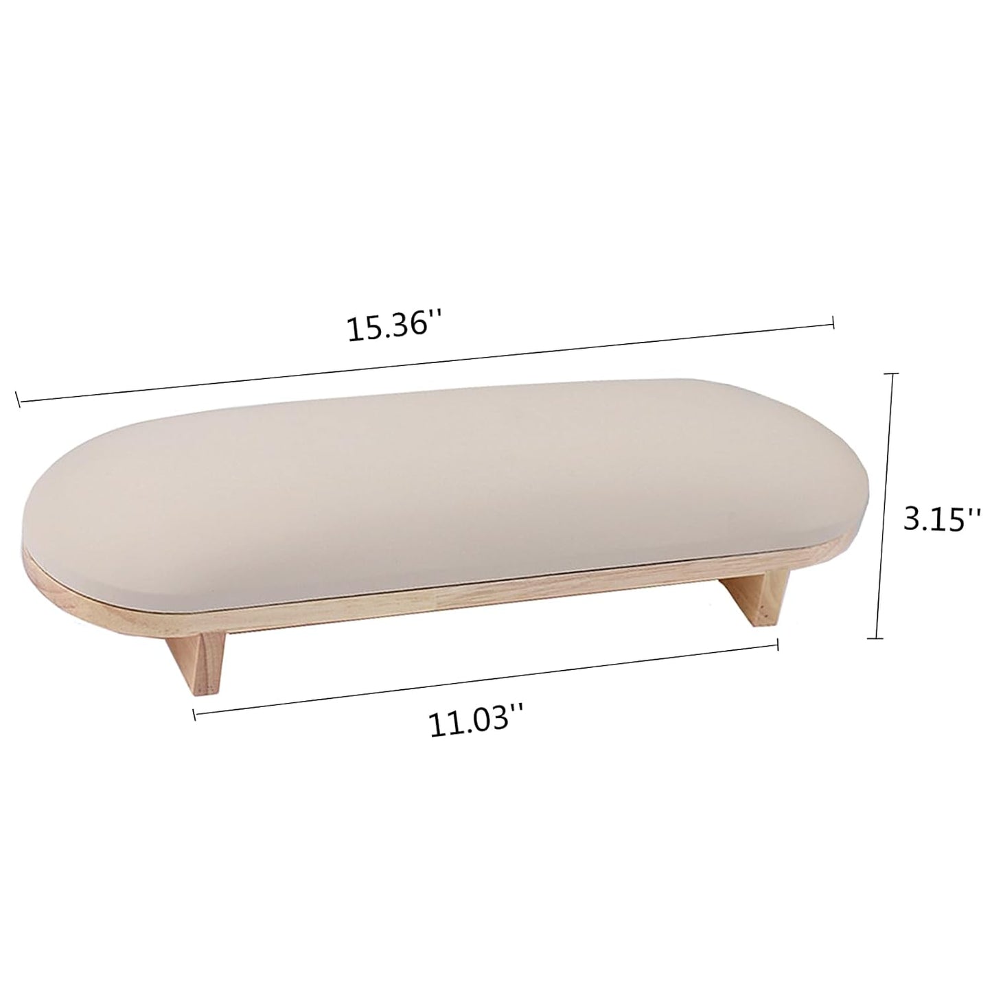 Manicure Hand Rest Pillow - TANG SONG Wooden Nail Stand Cushion for Nail Tables (Cream Yellow)