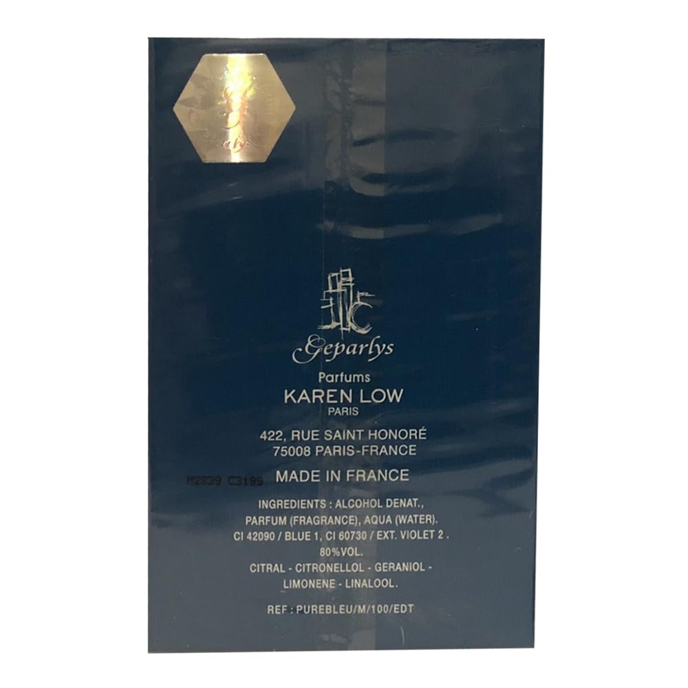 Karen Low Pure Blue 3.4 oz Eau de Toilette Spray for Men - Fresh & Invigorating Fragrance