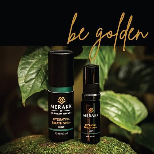 Merakk Dry Mouth Spray Hydrating Fresh Breath Spray (Mint) - Sugar-Free Breath Freshener | Bad Breath Spray W/Xylitol, Stevioside, Menthol - Dentist-Designed- 0.3 fl oz