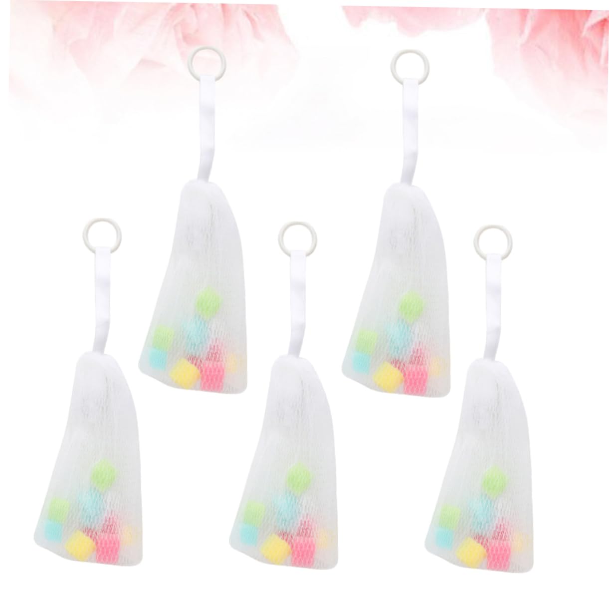 FOMIYES 5pcs Foaming Net Bags for Cleansing Convenient Hanging Mesh Sponge Pouches for Soap and Cosmetic Bubbles for Bathing and Skin Care
