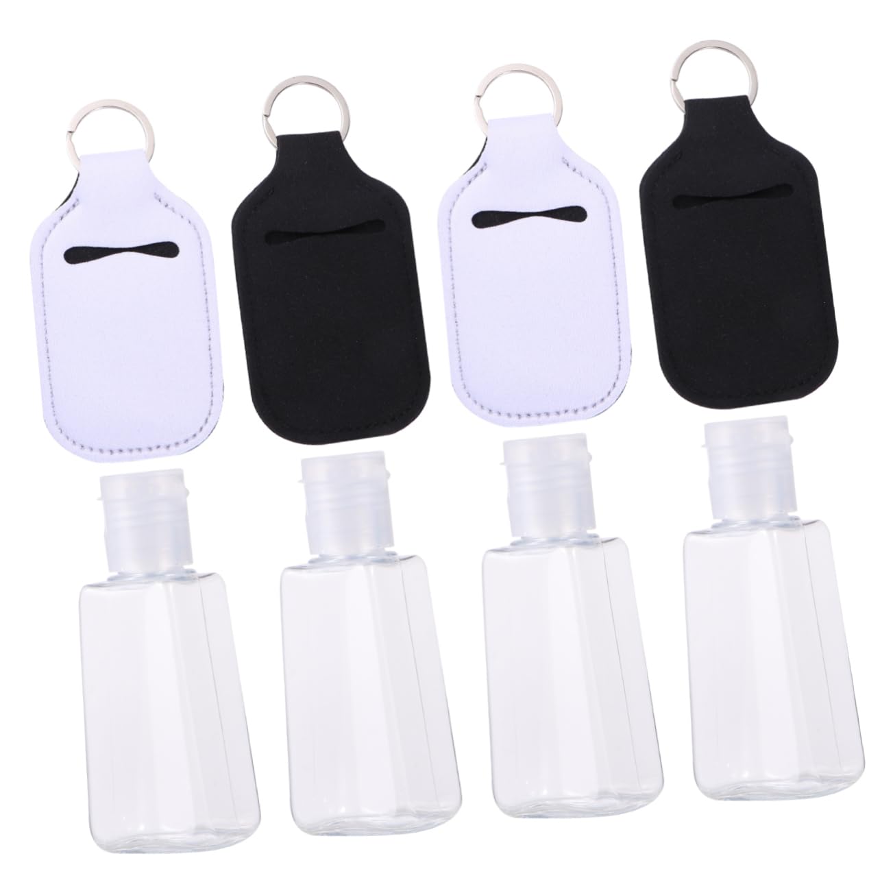 Ipetboom 4 Set Refillable Bottles with Keychain Holders Portable Empty Hand Containers for Soap Lotion and Liquids Bottles Neoprene Covers