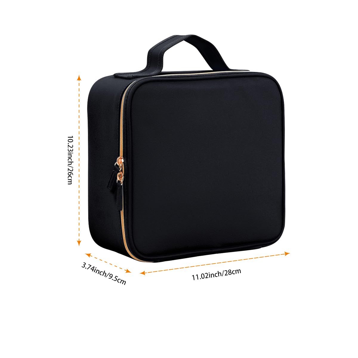 YAHOURWAT Nail Polish Organizer Case - PU Leather Portable Cosmetic Bag Hold 42 Bottles (15 ml/0.51 floz) with Removable Partition (Black)