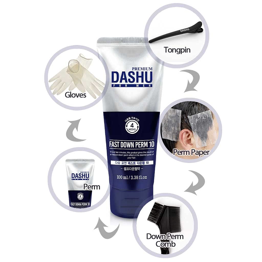 DASHU For Men Fast Down Perm - Tame Side Hair, Strong Hair Straightener, DIY Kit
