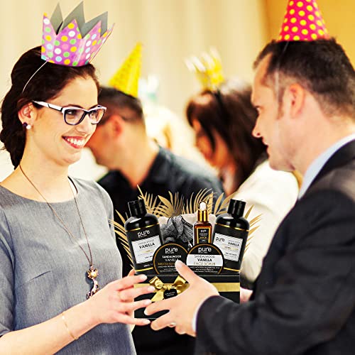 Pure Mens Bath and Body Gift Set. 7 Pc Natural Spa Gift Basket for Men. Spa Gift Set is #1 Ideal Gift for Men That Care about themselves!