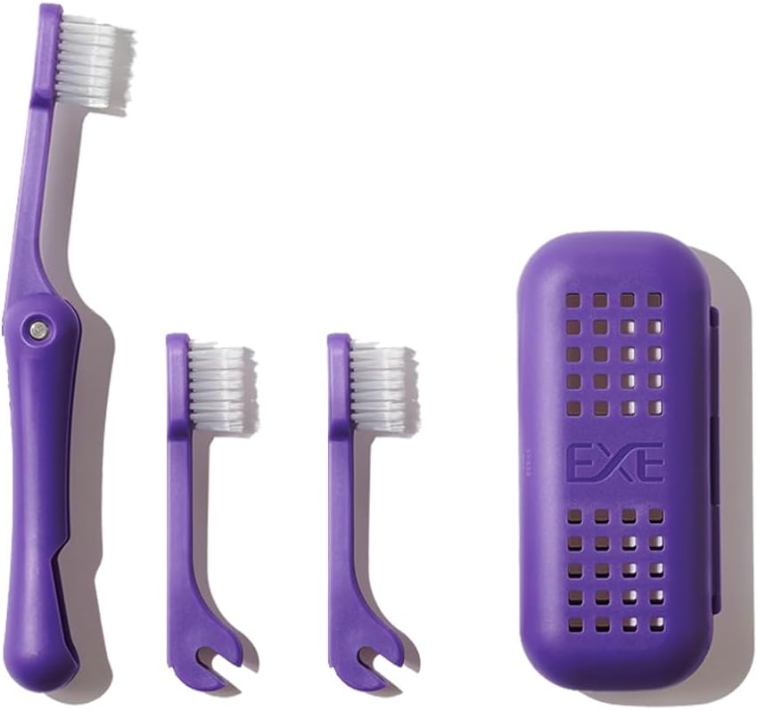 Minibox Folding Travel Toothbrush - Compact Dual-Length Bristles & Case, 2 Extra Heads - Ideal for Business Trips & Camping
