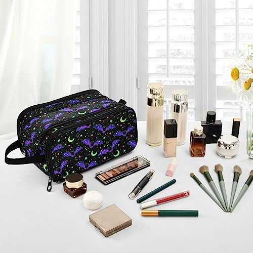 MNSRUU Magic Galaxy Bat Makeup Bag - Large Capacity Cosmetic Organizer, Portable Toiletry Bag for Travel Size
