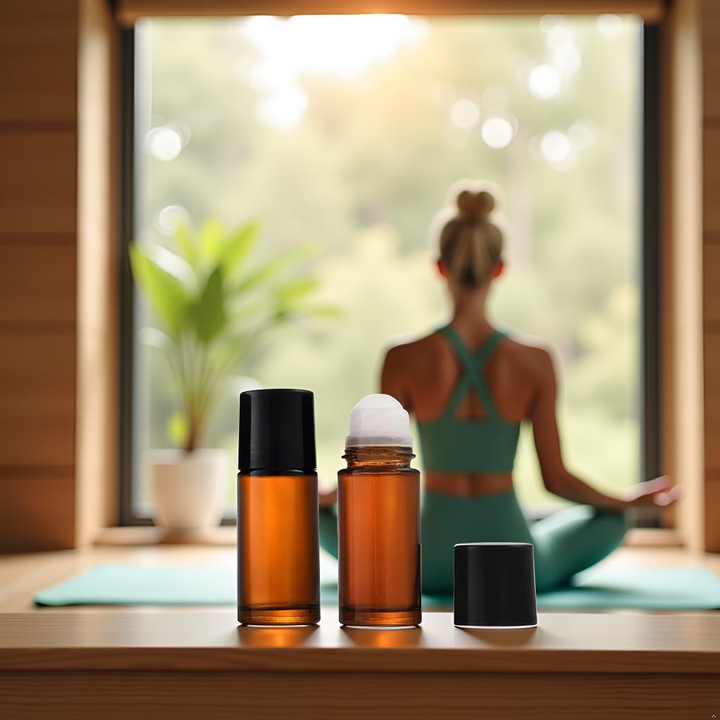 ZGLUZP 2 Pcs 50ml Brown Glass Essential Oil Roller Refillable Roll on Bottles Empty Deodorant Bottle Containers Rollerball Bottles for Fragrance Roller Refillable Containers