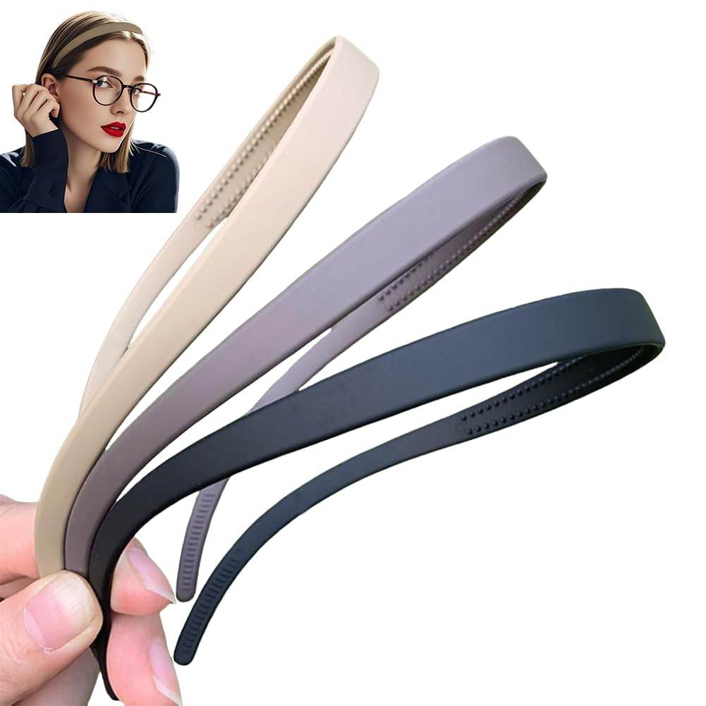 No Headache No Pressure Headbands for Glasses Wearers 3pcs Comfortable Non-Slip Sunglasses Headband Flex Matte Plastic Hairbands with Teeth Hair Accessories for Women & Girls