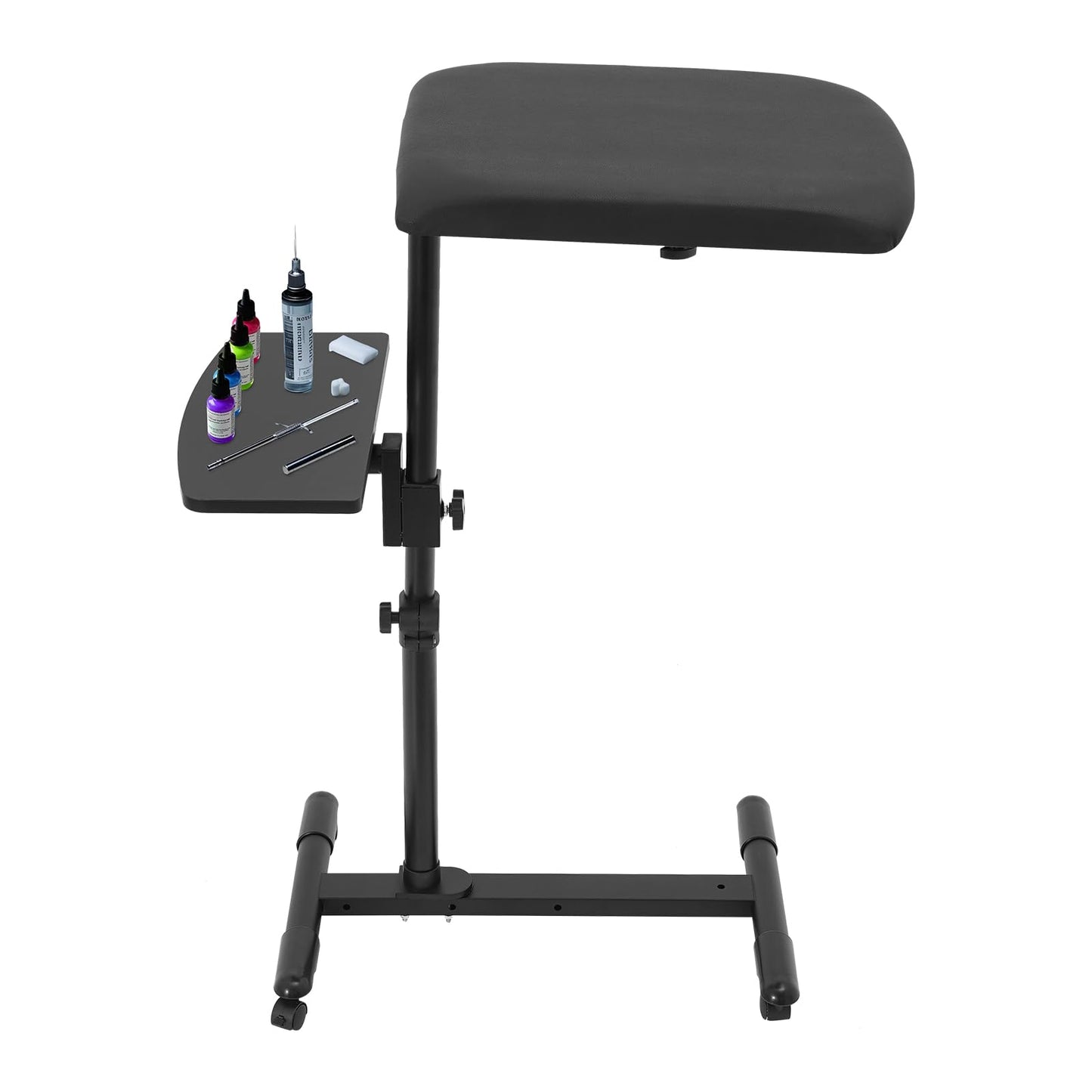 Advanced Tattoo Armrest Holder, Arm Rest Stand With Workbench With 4 Wheels (All With Brakes), Adjustable Height & Angle Arm Rest Stand For Beauty Salons, Studios, Dental Clinics, Tattoo Shops Etc