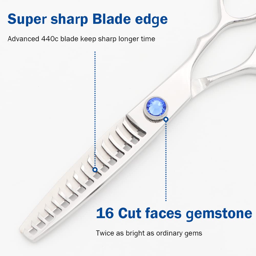 MISSUM 6.5" Professional Texturizing Scissors Hair Thinning Shears Cutting Teeth Shears Japanese Stainless Steel Blue