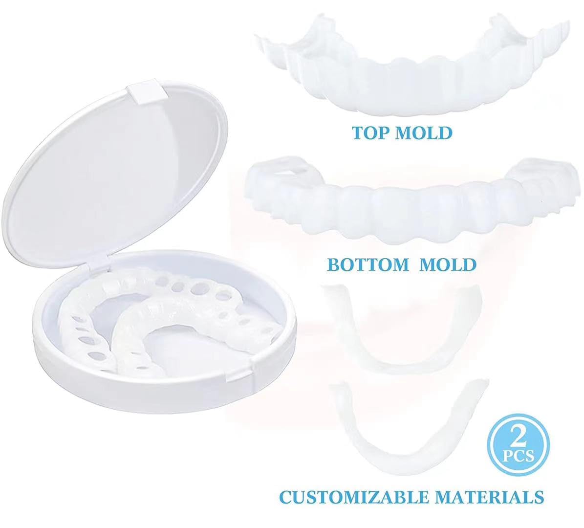 Denture Teeth Temporary Fake Teeth Snap On Top and Bottom for Men and Women, Fix Confident Smile