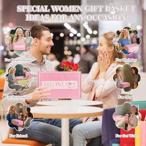 Self Care Gifts for Women Birthday Gift - Get Well Gifts Basket Thank You Gifts, Rose Relaxing Spa Gift Basket Self Care Package for Women Her Mom Friend Wife Sister Best Friend Coworker Nurse Teacher