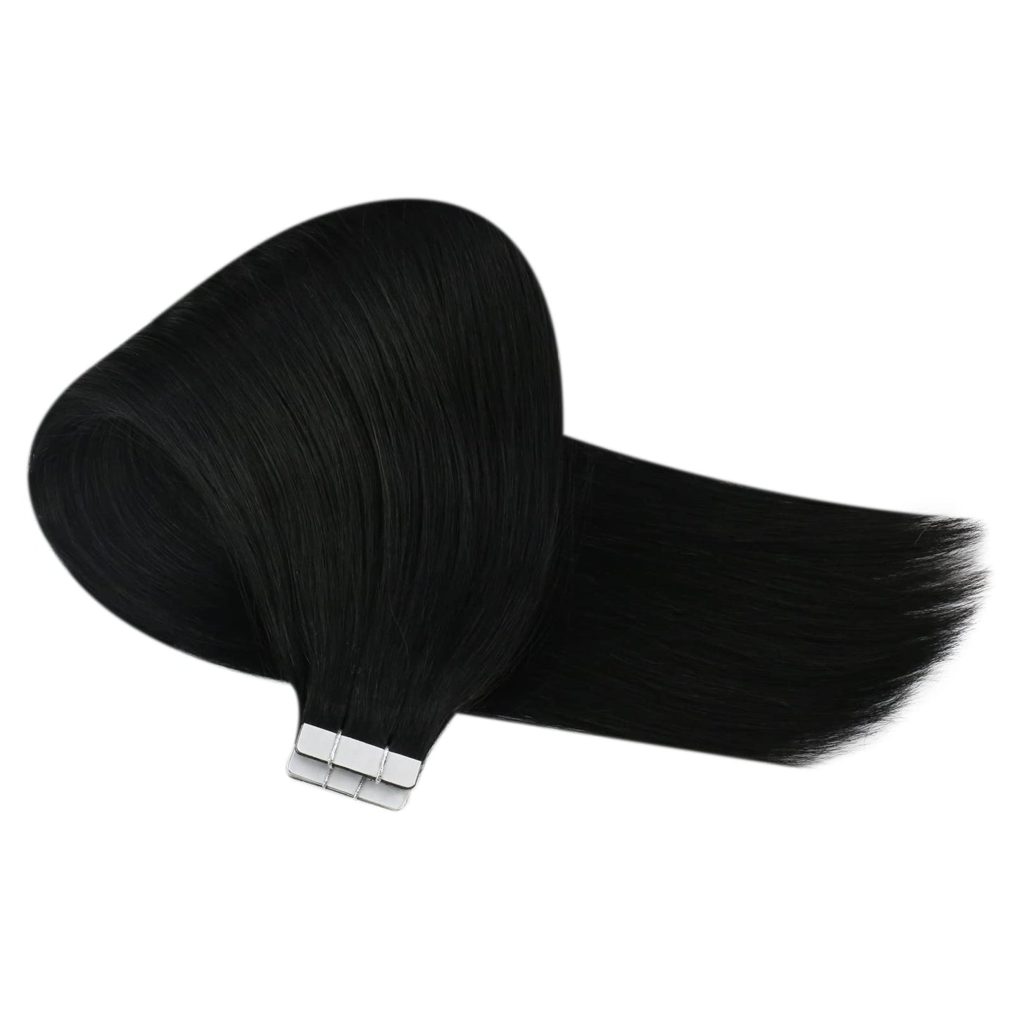 Sunny Hair Tape in Hair Extensions Real Human Hair Invisible Remy Hair Extensions Tape ins for Women Jet Black 22 inch 20Pcs 50G