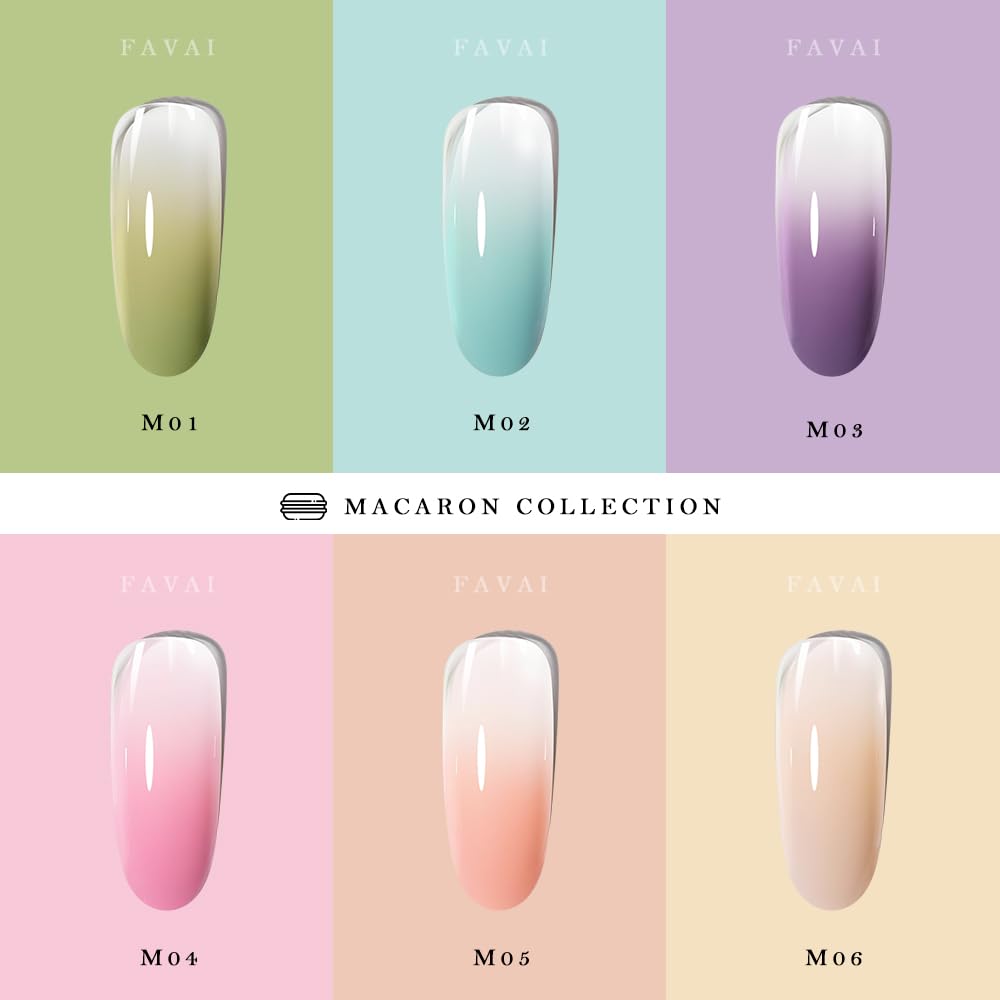 FAVAI 6 Colors Airbrush Gel Nail Polish Air Gel Set - Macaron Collection (#M) 6 * 15ml