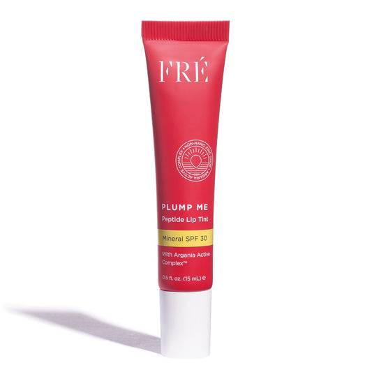 FRÉ PLUMP ME Peptide Lip Tint SPF 30 Monaco, Tinted Lip Balm with Argania Active Complex™, Shea Butter & 100% Mineral Non-Nano Zinc Oxide for UV Protection, Hydrating Mineral Lip Sunscreen, 0.5 fl.oz