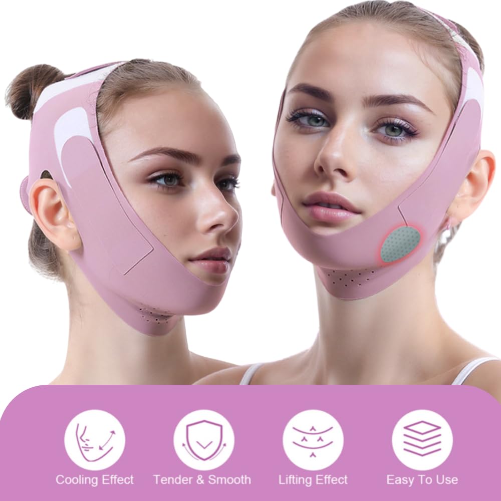 Graphene V-Line Mask Chin Up Mask V Shaped Face Mask Chin strap for sleeping, Jaw Exerciser,lilac,Medium