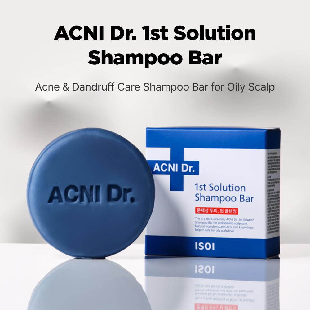 ISOI ACNI Dr. 1st Solution Shampoo Bar, Deep Cleansing for Hair Loss & Soothing for Oily and Acne-Prone Scalp, Solid Shampoo Soap Bar, Plastic-Free without Chemicals, Korean Hair Care (4.23 oz, 120g)