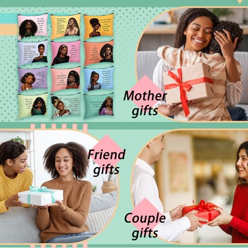 Silkfly 24 Pcs African American Makeup Bag Black Girl Women Cosmetic Bag Magic Afro Queen Inspirational Christmas Stocking Stuffers Gift Canvas Toiletry Zipper Travel Organizer Purse Accessories