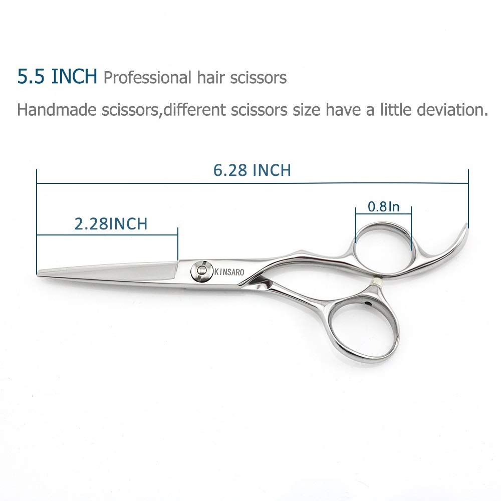 5.5" Barber Hair scissors Professional Hair Cutting Shears 440C Hair Cutting Scissors Shears Haircut Scissors Silvery Convex Blades KINSARO for Hairdresser Barber or Home Use