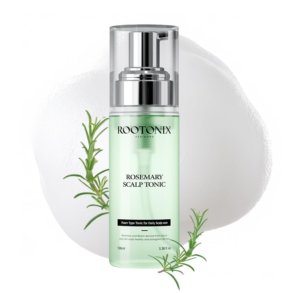 Rootonix Rosemary Scalp leave‑in Tonic – Sparkling Nutrient Foam with Rosemary, Biotin, Caffeine - Hair Growth Serum - 3.38 fl. oz. (100ml)