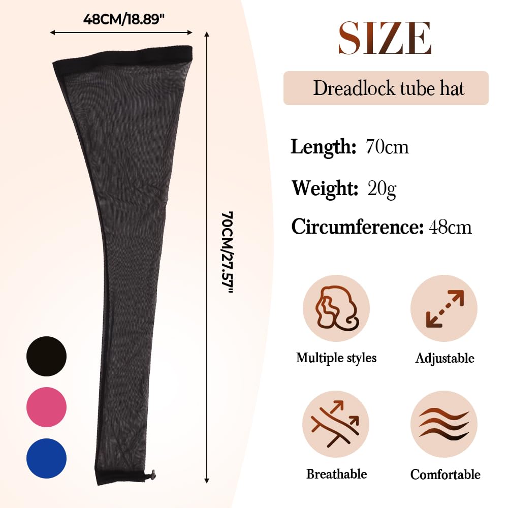 Hair Weave Sleeve for Locs with Drawstring, Extra Long Hairweave Sleeve for Locs, Braids, Dreadlocks & Faux Locs, Elastic Band Loc Bun Cover for Women, Breathable Mesh Loc Sleeve (Colorful, 1 Set)