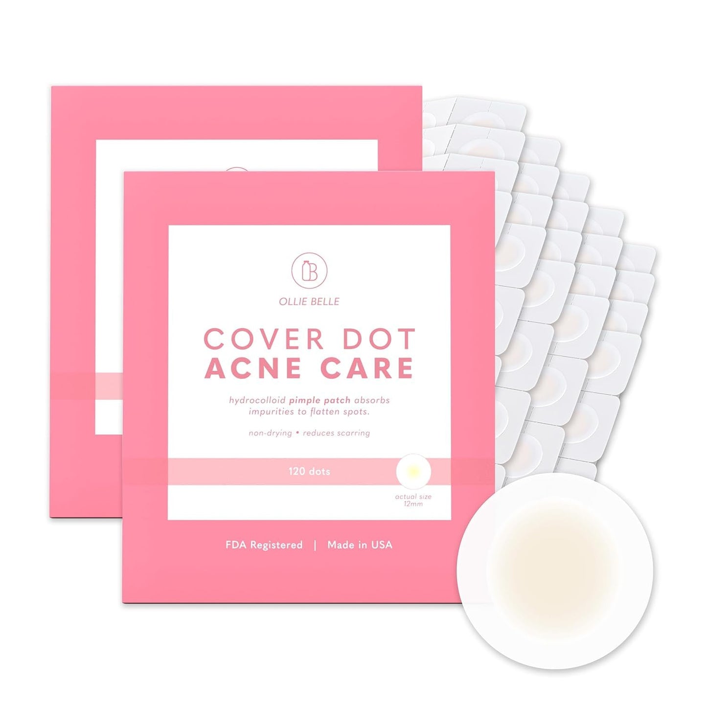 Hydrocolloid Acne Treatment Dots (120 Count) | Clear Waterproof Blemish Patches