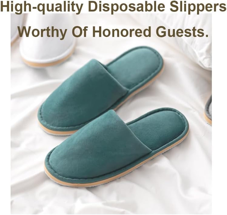 Non-Slip Disposable Slippers - 2-6 Pairs, Washable Velvet Closed Toe for Guests, Hotel & Spa