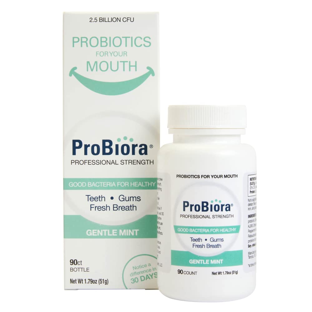 ProBiora Professional Strength Oral Probiotics for Teeth and Gums | Dental Probiotic for Oral Health | Bad Breath Treatment for Adults | Tooth Whitening | ProBiora3 Probiotic Blend | 90 Mint Tablets