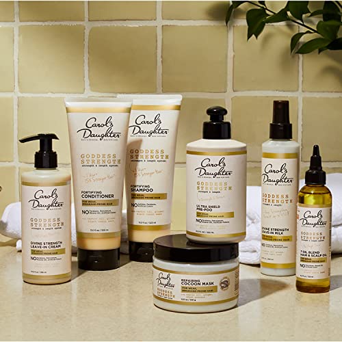 Carol's Daughter Goddess Strength Ultra Shield Pre Poo Hair Treatment for Waves, Coils and Curls, Protective Hair Detangler with Castor Oil, 10.2 Fl Oz