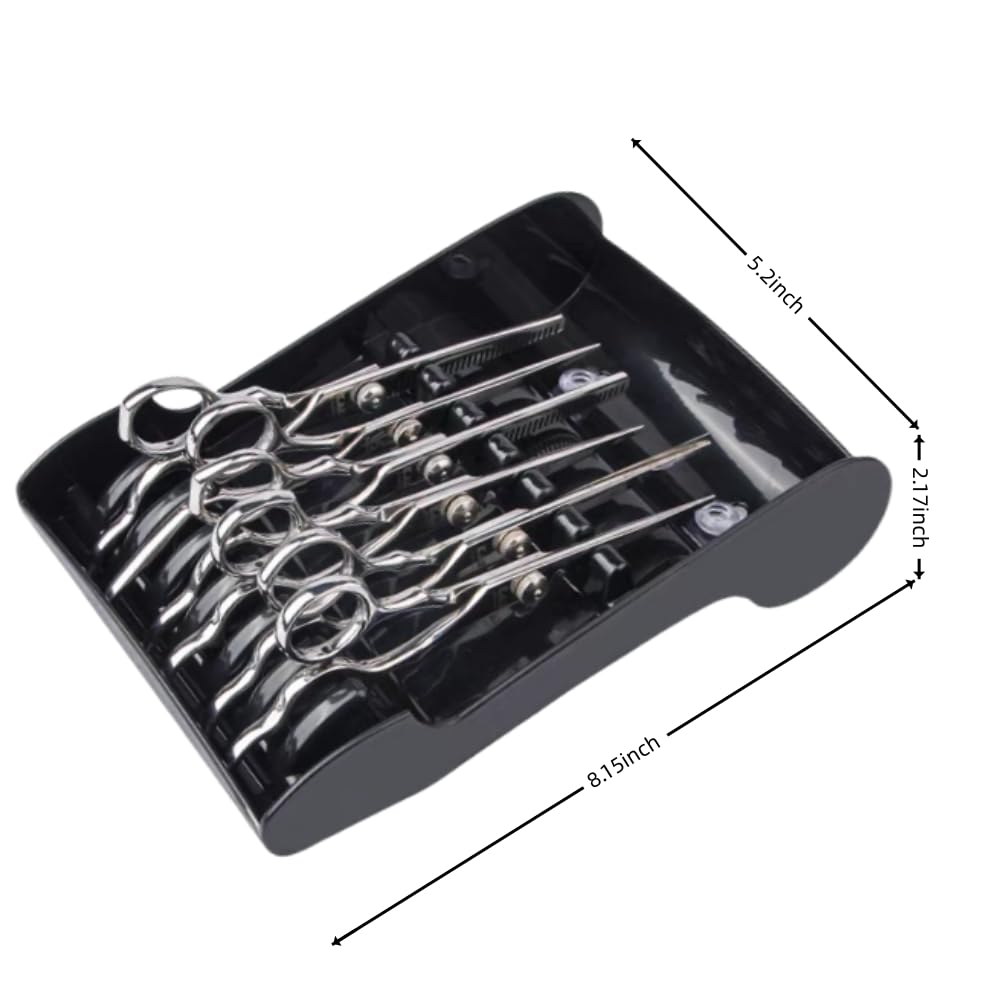 Tujuna Professional Salon Holder Racks Barber Shop Shears Stand Organizer Storage Tray, ABS Scissors Storage Tray Available for 6 Scissors (Black)