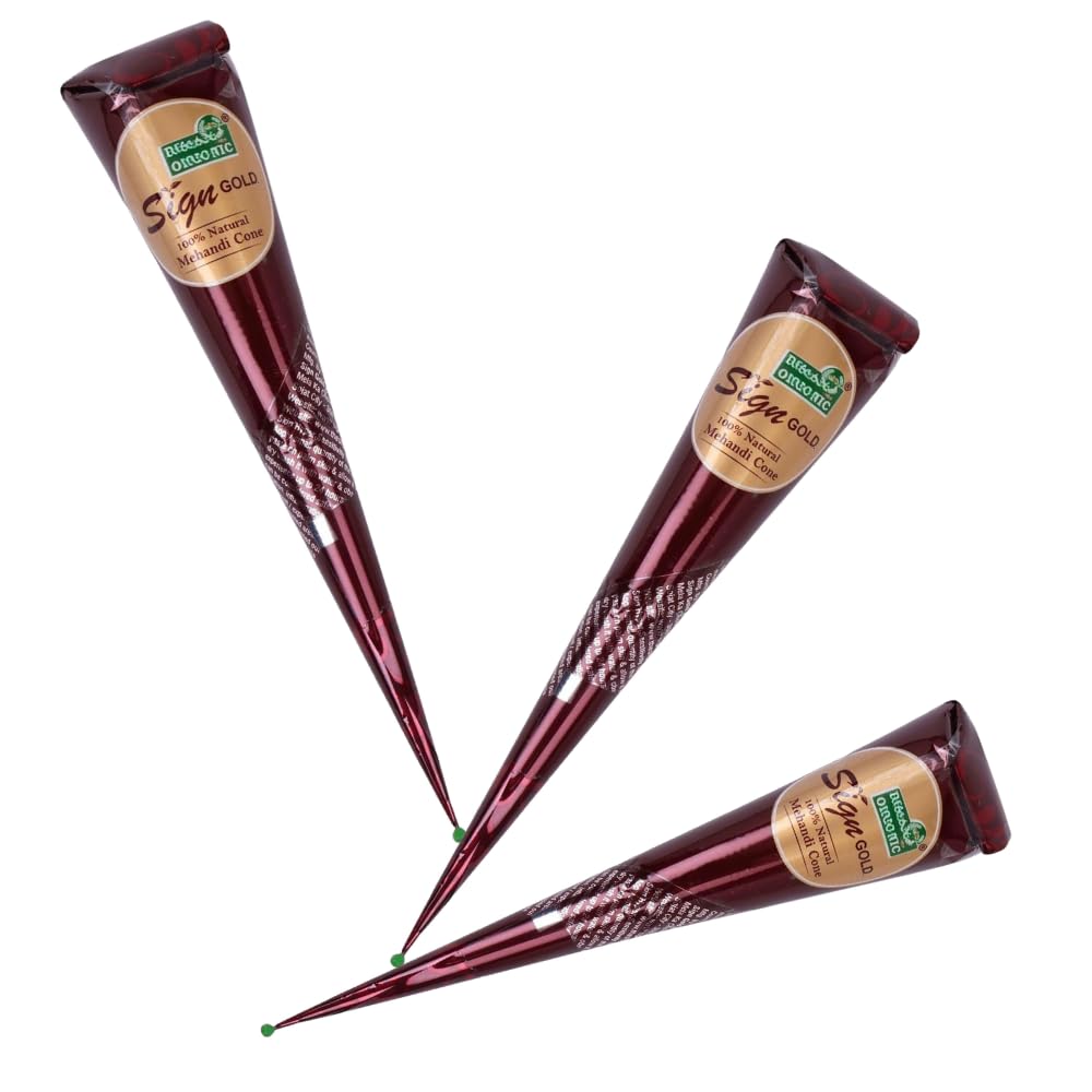 Natural Henna Paste Cones for Hair β 100% Pure & Ready to Use | No Ammonia or Chemicals | Pack of 3 β Dark-Brown, 30g Each Cone