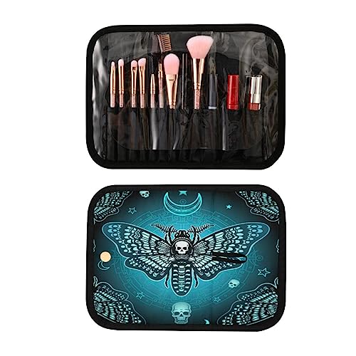 MNSRUU Goth Toiletry Bag Butterfly Skull Makeup Bag Gothic Hanging Travel Bag for Toiletries 3 PCS Toiletry Organizer Portable Makeup Cosmetic Bag Brushes Set