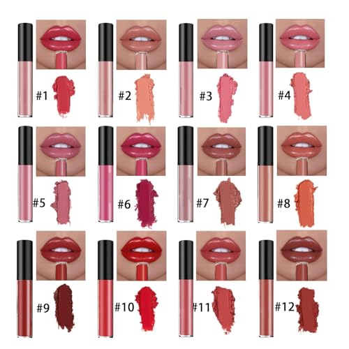 Beryse Lip Stain Oil, Lassi Staining Lip Oil, 12 Colors Cream Texture Lipstick Long-Lasting Waterproof & Moisturizing, Liquid Lip Gloss Set for Women (#5)