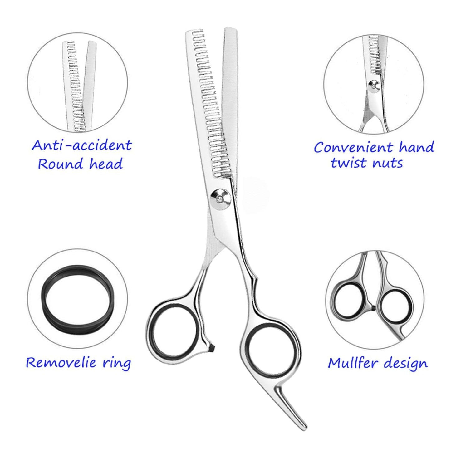 Essoy Professional Thinning Shears - 6.5-Inch Hair Cutting Scissors with Stainless Steel Blades, Fine Adjustment Screw for Home Salon, Barber and Hairdressing