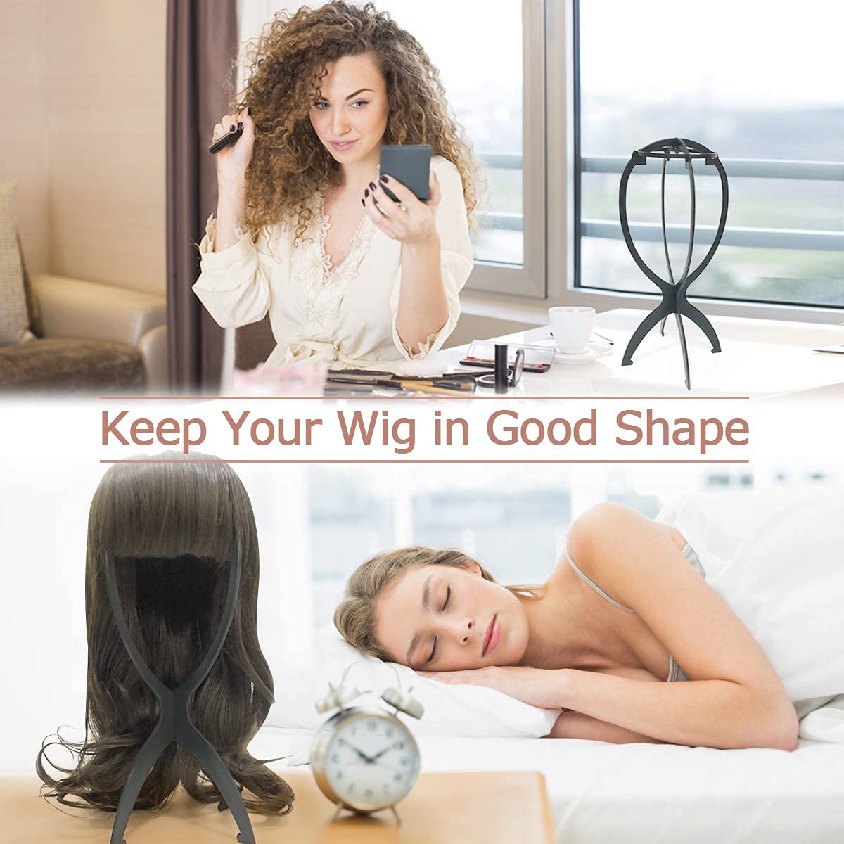 Dreamlover Wig Stand, Wig Head Stand, Wig Holder for Multiple Wigs, Black, 3 Pack