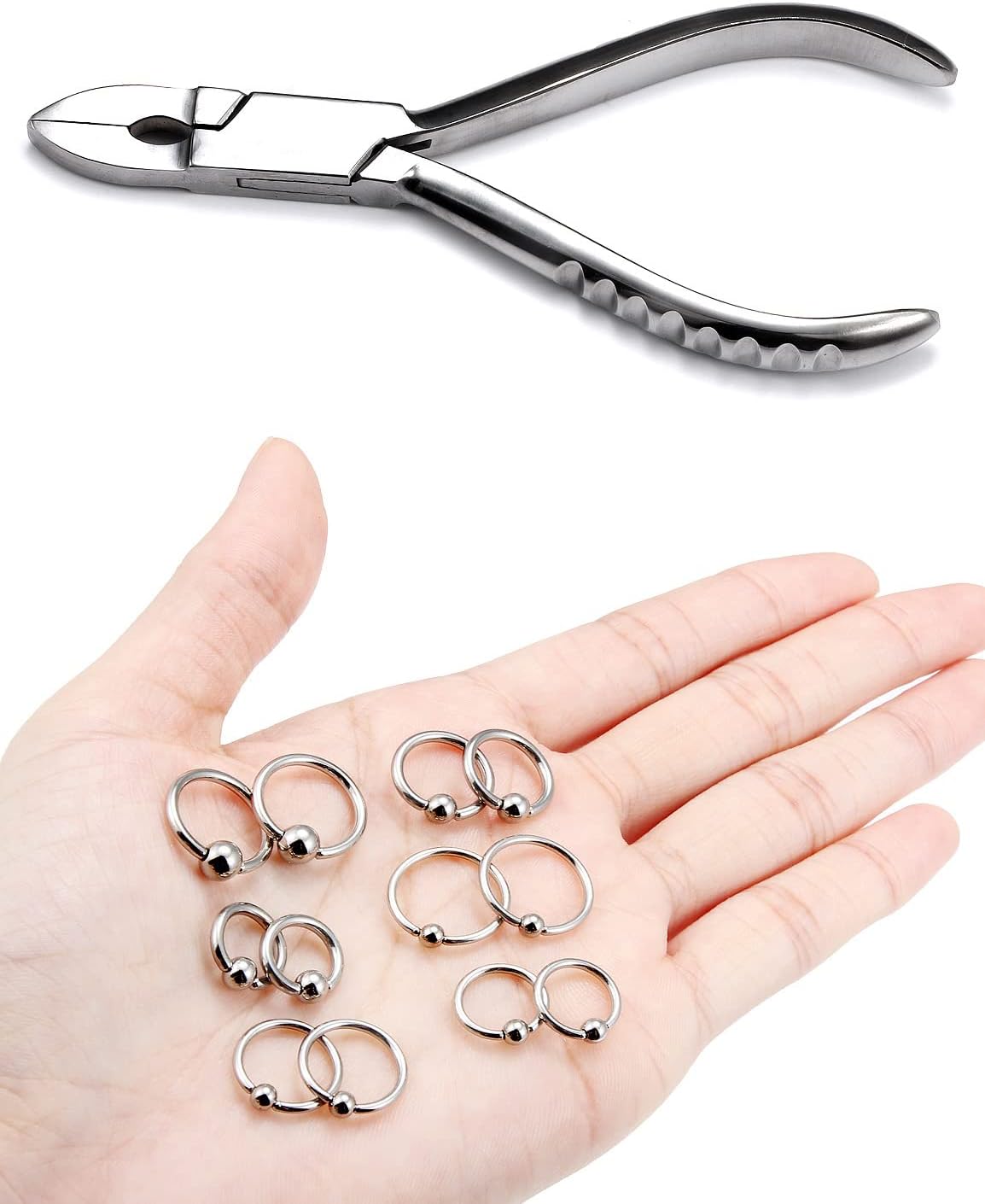 316L Surgical Steel Body Piercing Tools Kit - 9 Styles for Nose, Septum, Lip, Tongue & More