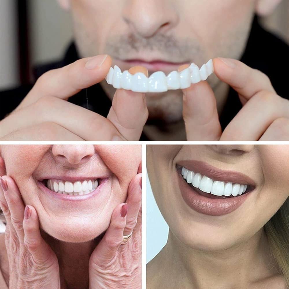 Denture Teeth Temporary Fake Teeth Snap On Top and Bottom for Men and Women, Fix Confident Smile