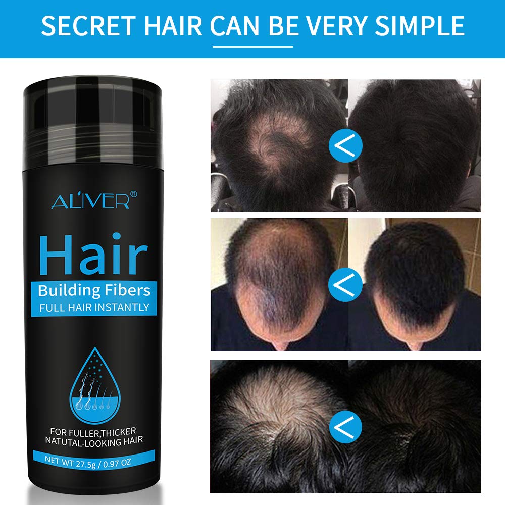 Hair Fibers for Thinning Hair With Spray,Undetectable Natural Formula,Thicker Fuller Hair in 15 Seconds,Instantly Conceal & Thicken Thinning or Balding Hair Areas,For Men&Women,Black