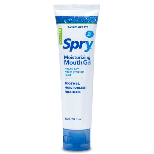 Spry Natural Xylitol Dry Mouth Relief Gel - Long Lasting, Mint-Free, Sugar-Free Moisturizer, Stimulate Saliva Flow and Stop Bad Breath, Original Flavor, 2 oz