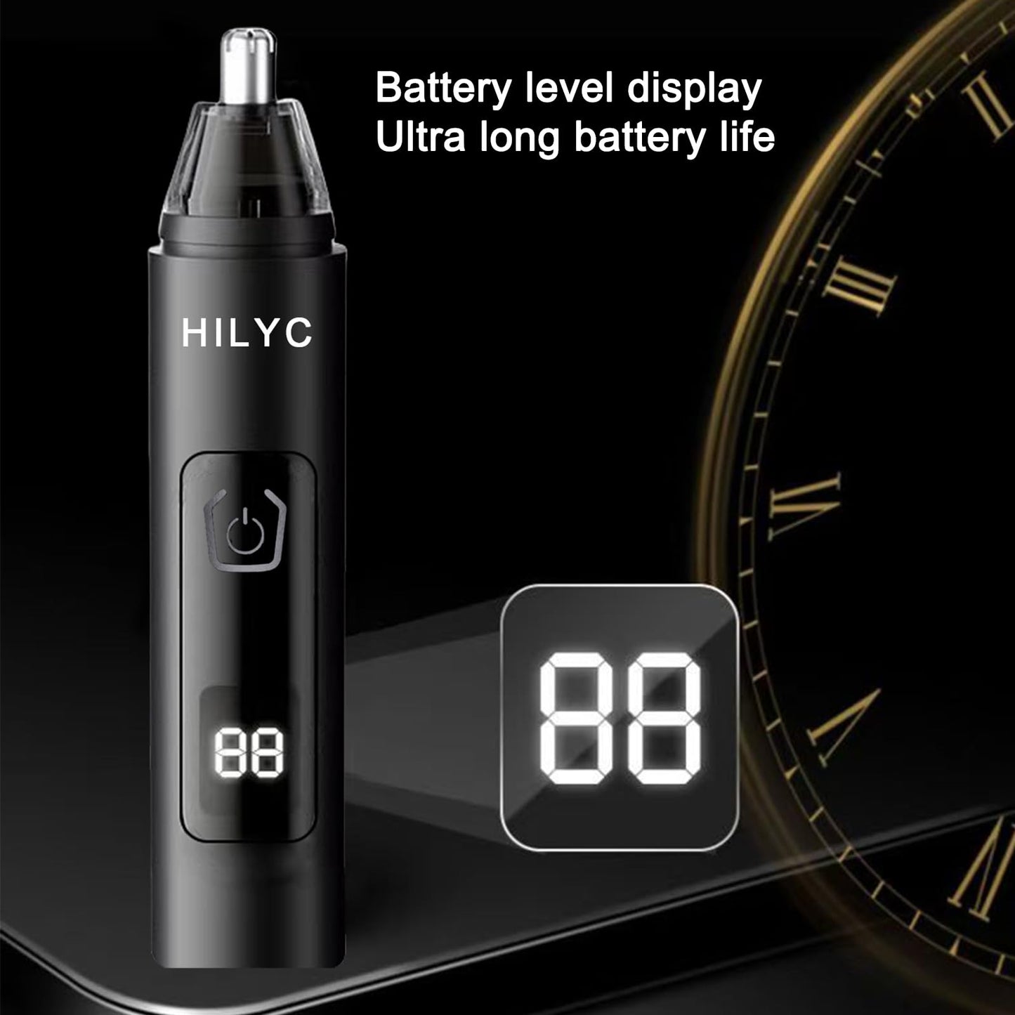 HILYC Professional Nose Hair Trimmer, LED Display, USB Rechargeable, Waterproof Double-Edge Blade for Men, Women, IPX7 Rated, 2025 Model