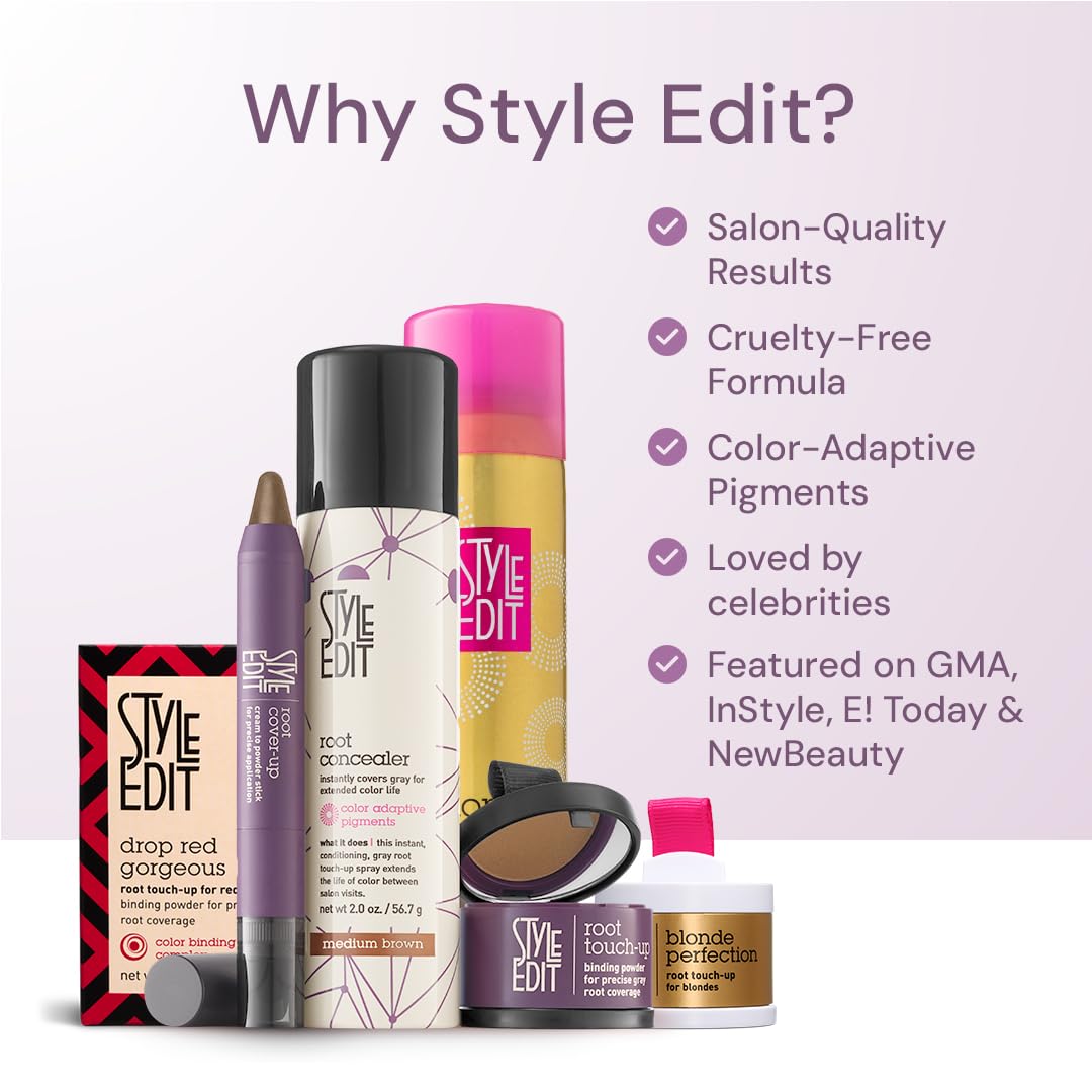 Style Edit Root Touch Up Powder | Mineral Infused Dark Brown Hair Color Concealer for Grays and Roots Coverage | 0.13 oz. Tub